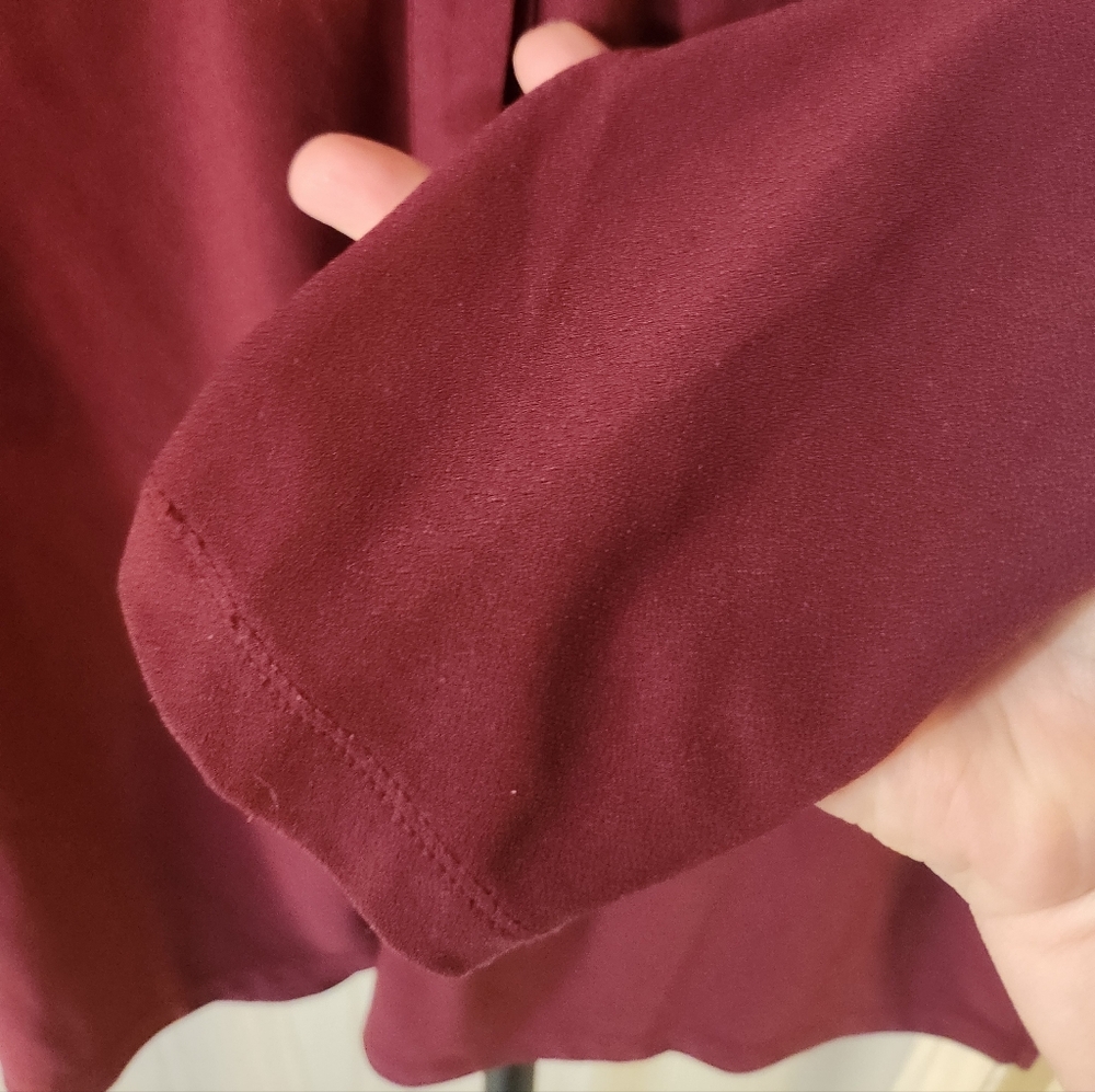Susan Graver Maroon Button-Down Shirt - Picture 4 of 5